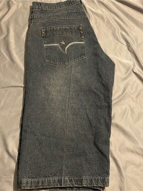 Vintage Y2K Infamous Raider Jean Co Jeans Mens 36 Baggy Long Denim Shorts